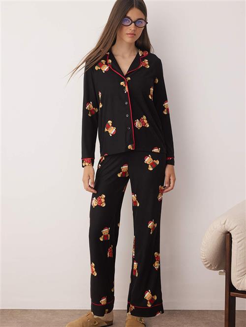 Trendyol Pyjamas  lysebrun / mørkerød / sort / hvid