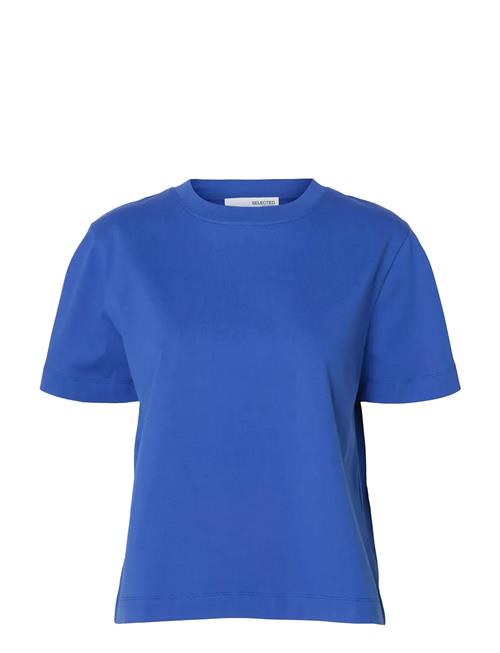 Se Slfessential Ss Boxy Tee Noos Selected Blue ved Booztlet