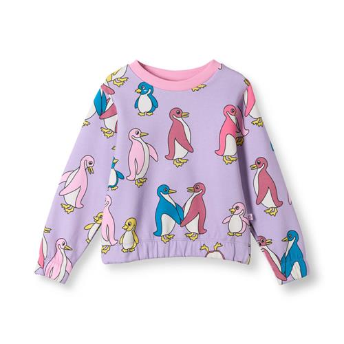 Småfolk Yapeen Sweatshirt Med Pingviner Lilla Heather Purple  Heather purple-7-8 Y  Lilla  7-8 år  kvinde