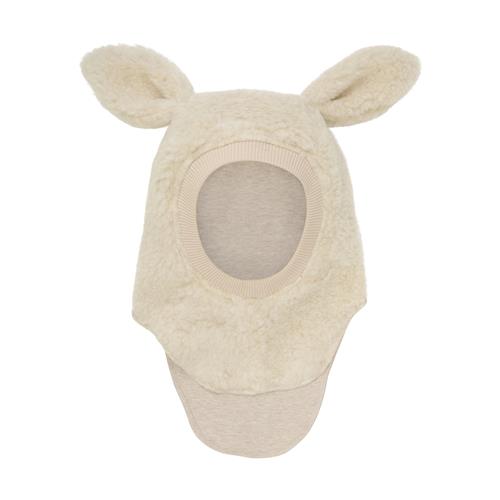 Huttelihut Balaclava Af Uldbamse Med Ører Cement  Cement 50 cm Wool Creme  50 cm  unisex