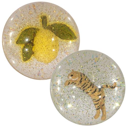 Konges Sløjd PVC Glitter Bouncing Ball Sæt Lemon/Tiger One Size      unisex