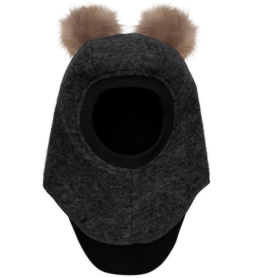 Huttelihut Elefanthue - Uld/Bomuld - 2-lags - Dark Grey Melange