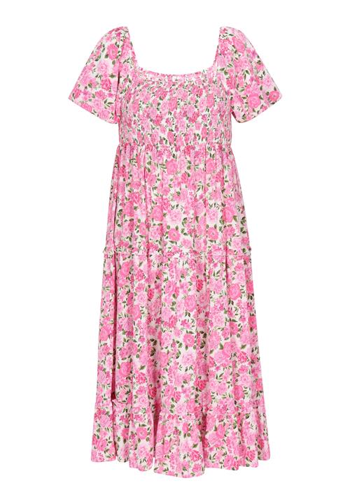 FRAULLY Sommerkjole  mørkegrøn / pink / hvid