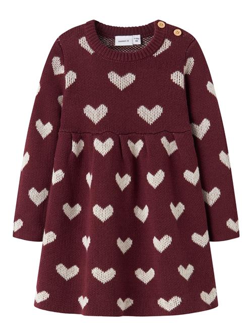 NAME IT Strik Kjole Oana Burgundy Peyote Heart