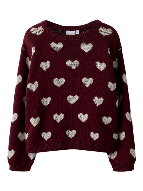 Se NAME IT Striktrøje Oana Burgundy Peyote Heart hos SmartKidz