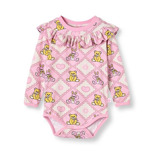 Småfolk Paula Langærmet Baby Body Med Bamser Pink Lace  Lace-86 cm  Lyserød  86 cm  kvinde