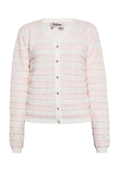 Sidona Cardigan  lyserød / hvid