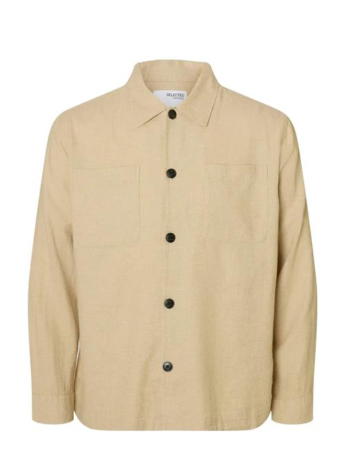 Se Slh-Brody Sun Overshirt Ls Noos Selected Beige ved Booztlet