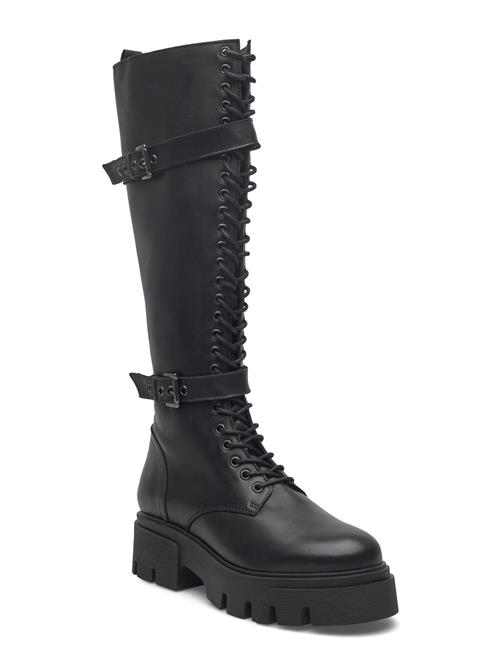 Biamia Knee High Lace Up Boot Smooth Leather Bianco Black