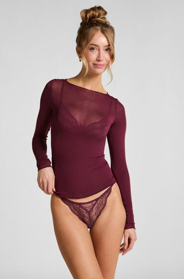 Hunkemöller super soft bådhals bluse med cashmere rød