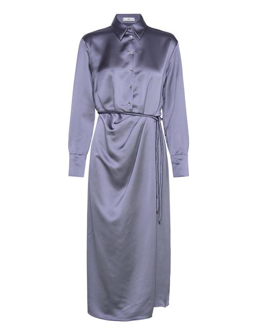 Se Satin Shirt Dress Mango Blue ved Booztlet