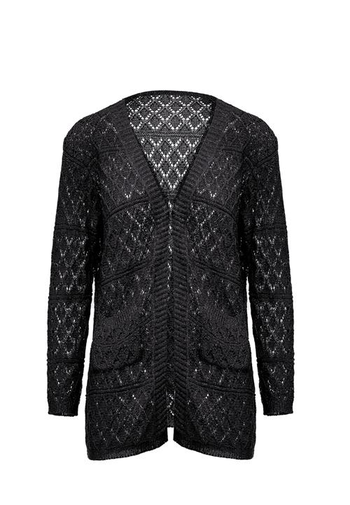 SANIKA Cardigan  sort-meleret