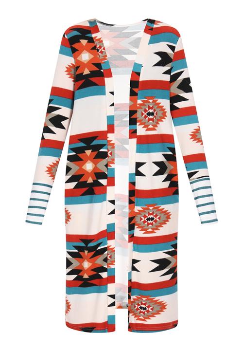 ebeeza Cardigan  petroleum / rød / sort / hvid
