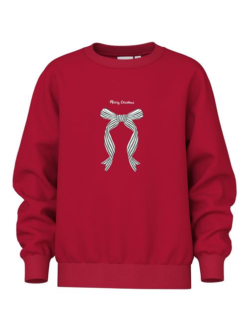 NAME IT Sweatshirt 'NKFVISMAS'  mørkegrøn / grenadine / hvid
