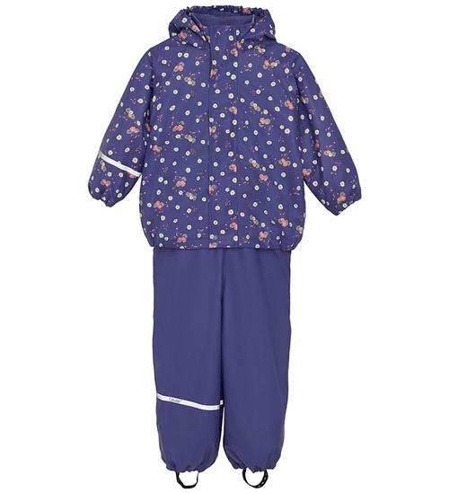 CeLaVi Regntøj m. Seler/Fleece - AOP - Skipper Blue