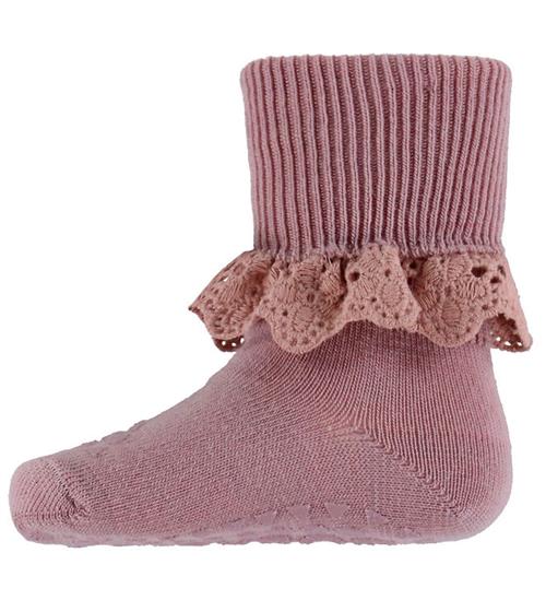 GoBabyGo Skridsikre Strømper - Uld - Woodrose m. Blonde
