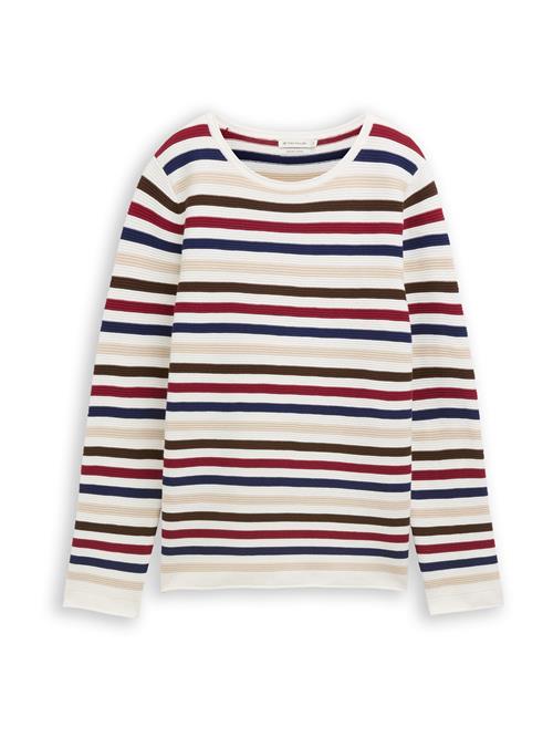 Se TOM TAILOR Pullover  elfenben / ecru / safir / rustrød ved About You