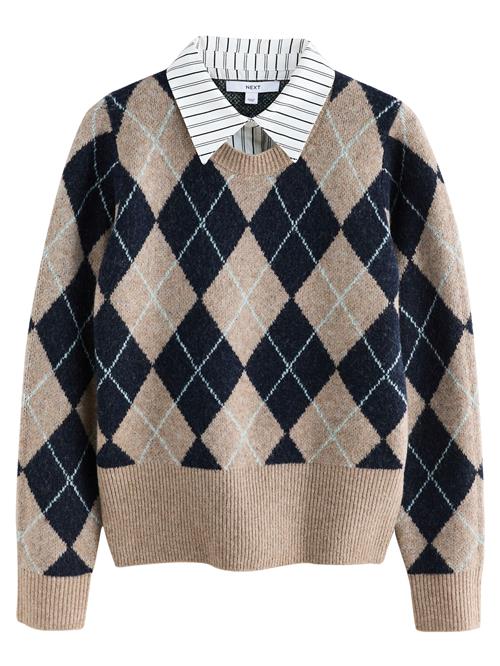 Next Pullover  beige / natblå / hvid