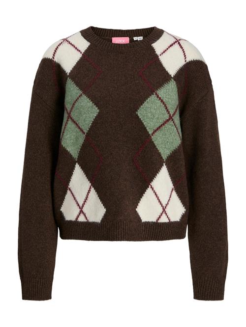 JJXX Pullover 'JXHARVI'  mørkebrun / mint / carminrød / hvid