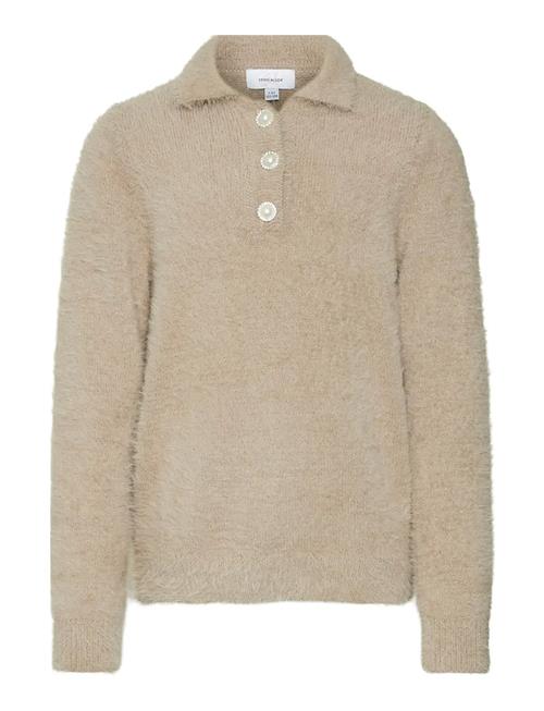 Vmbess Ls Short Polo Neck Pullover Girl Vero Moda Girl Beige