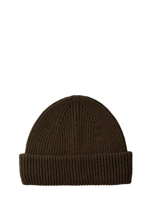 Slhmason Merino Sailor Wool Beanie Selected Brown