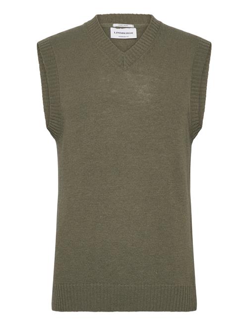 Lambswool V-Neck Slipover Lindbergh Khaki
