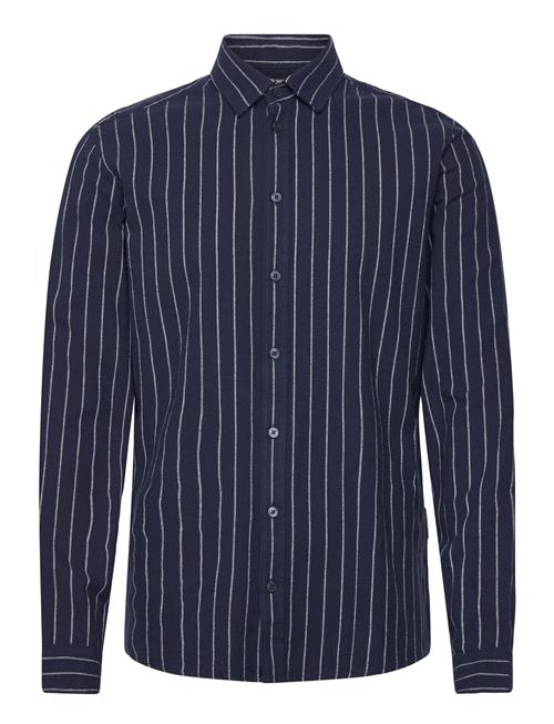 Cfmace Ls Bu Striped Shirt - Brushe Casual Friday Navy