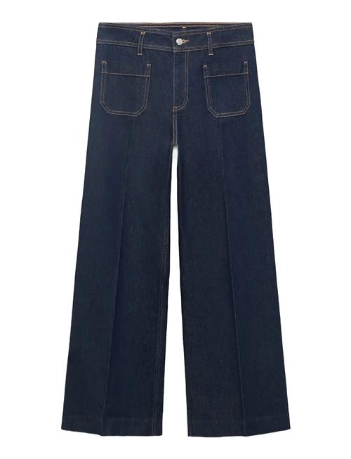 Wide Leg Jeans With Pockets Mango Navy