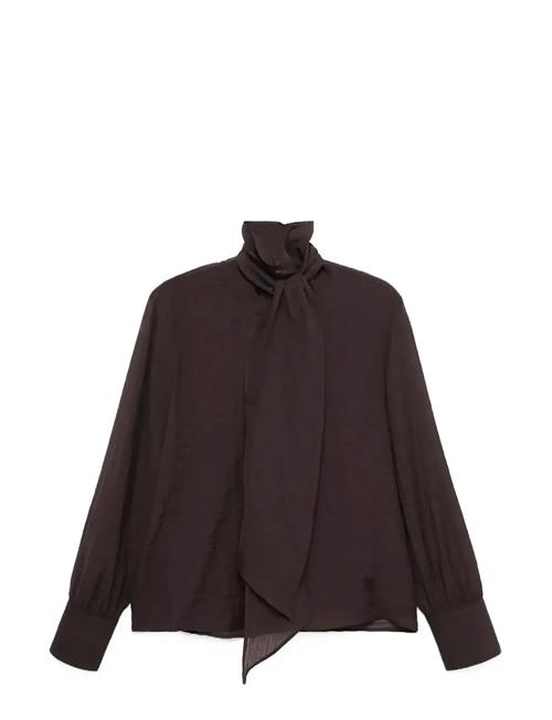 Textured Blouse With Foulard Mango Brown