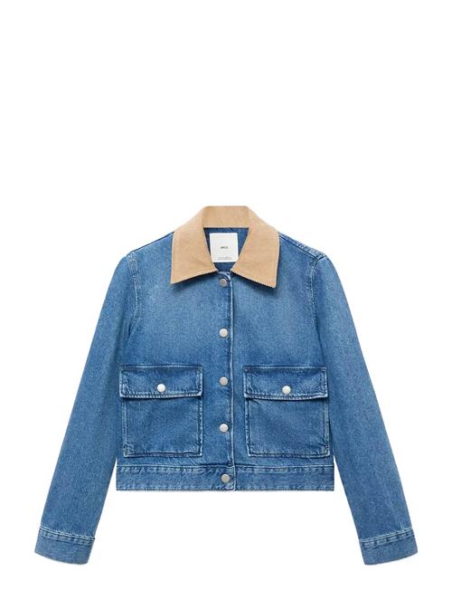 Corduroy Collar Denim Jacket Mango Blue
