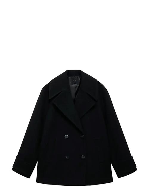 Double-Breasted Wool-Blend Coat Mango Black