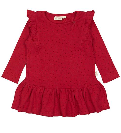 Petit Piao Kjole - Rib - Modal - Frill - Jet Red/Biking Red