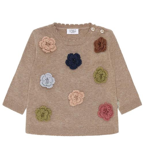 Hust and Claire Bluse - Strik - HCpusle - Biscuit m. Blomster