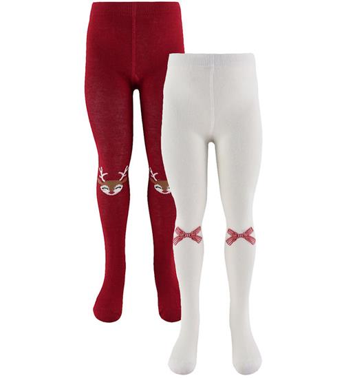Name It Strømpebukser - 2-pak - NmfVichristmas - Jester Red/Clou