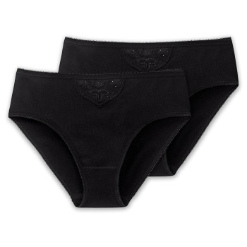 Schiesser Trusser 2P Cotton Essentials Tai Panties Sort bomuld Large Dame