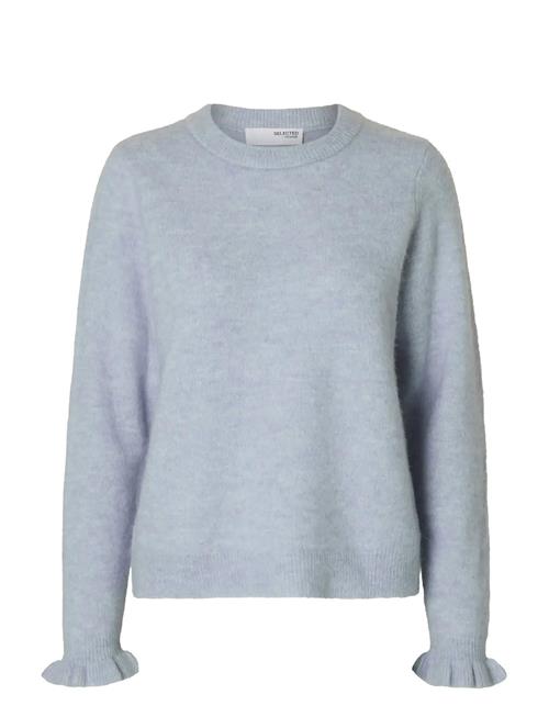 Slflulu Ls Knit Frill Cuff O-Neck Noos Selected Blue
