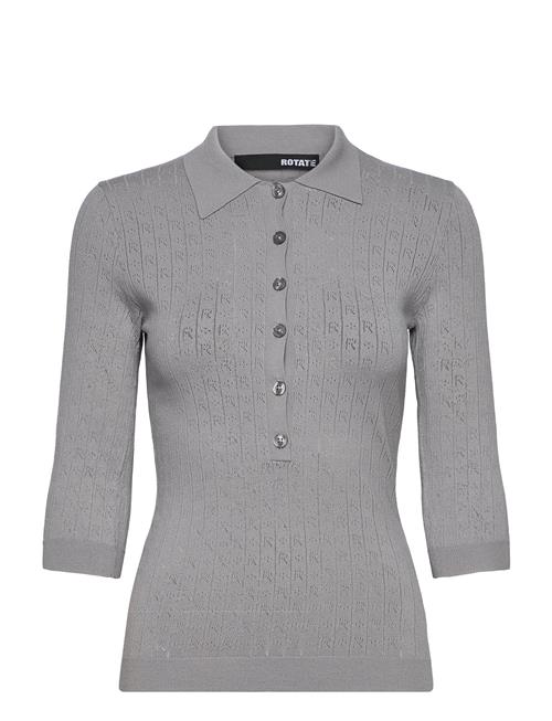 Pointelle Polo Shirt ROTATE Birger Christensen Grey