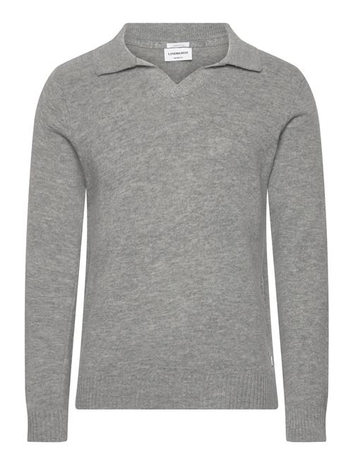 Lambswool L/S V-Neck Polo Lindbergh Grey