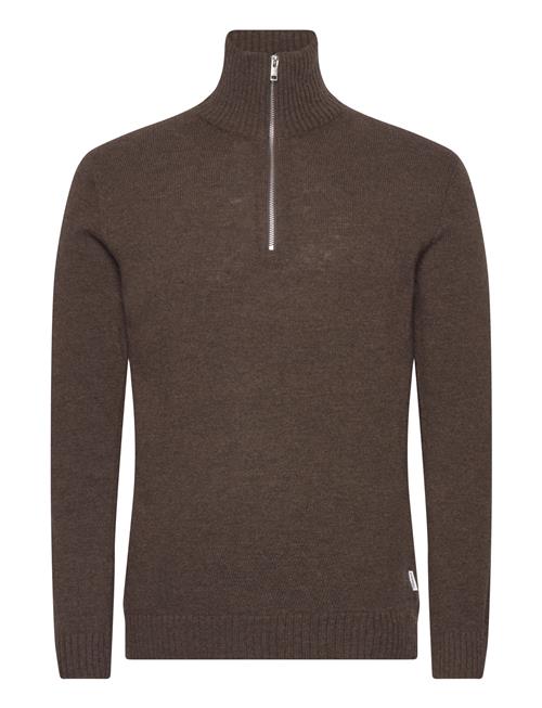 Lambswool Half Zip Knit Over Co Lindbergh Brown
