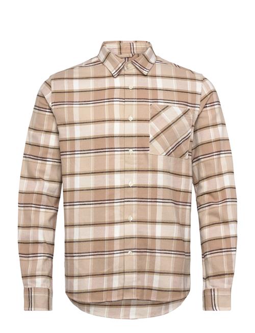 Organic Cotton Checked Flannel Shir Knowledge Cotton Apparel Beige