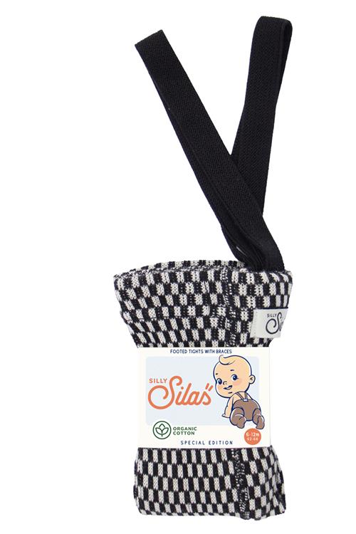 Silly Silas GOTS Strømpebukser Black X White Checked  Black x White Checked-3-6 m  Sort  3-6 måneder  unisex