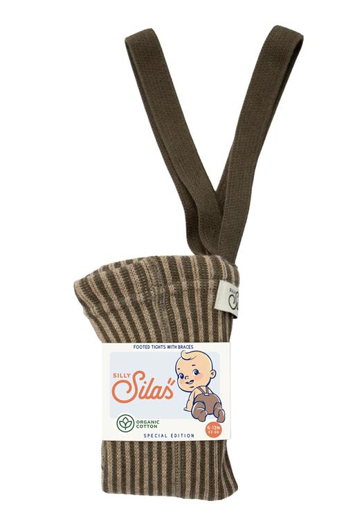 Silly Silas GOTS Strømpebukser Seaweed Brown X Peanut Striped  Seaweed Brown x Peanut Striped-3-6 m  Beige  3-6 måneder  unisex