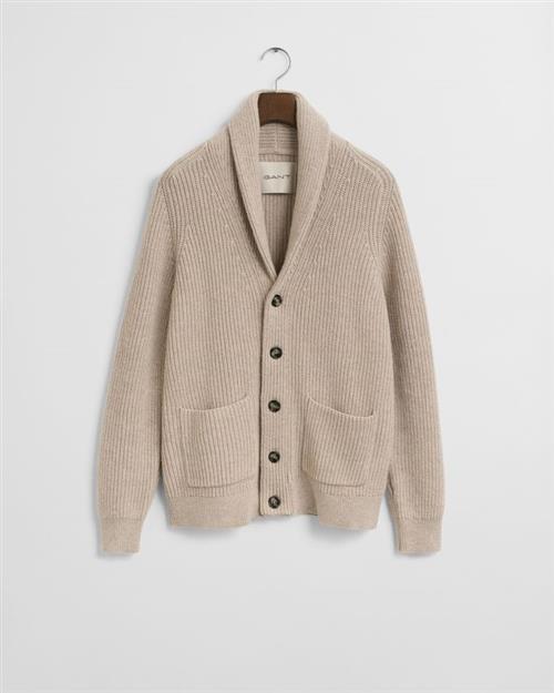 WOOL BLEND SHAWL COLLAR CARDIGAN