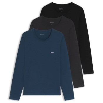 BOSS 3P Long Underwear Shirt Blå/Grå bomuld X-Large Herre
