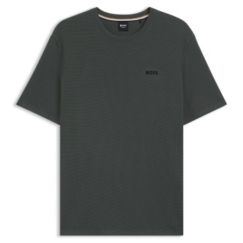 BOSS Waffle T Shirt Mørkgrøn  Medium Herre
