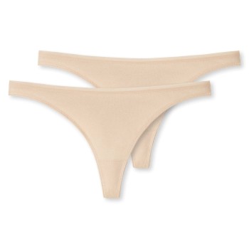 Schiesser Trusser 2P 95-5 Organic Cotton Thongs Beige økologisk bomuld Small Dame