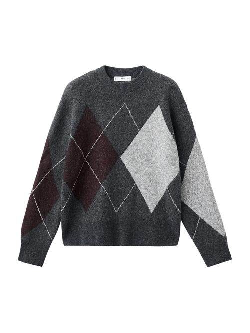 MANGO Pullover 'ROMBON'  mørkegrå / grå-meleret / vinrød / offwhite