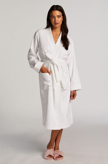 Se Hunkemöller Frottébadekåbe hvid ved Hunkemøller