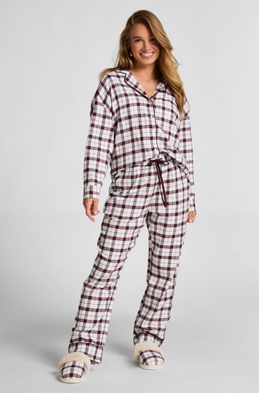 Hunkemöller Petite pyjamasbukser af Flannel hvid