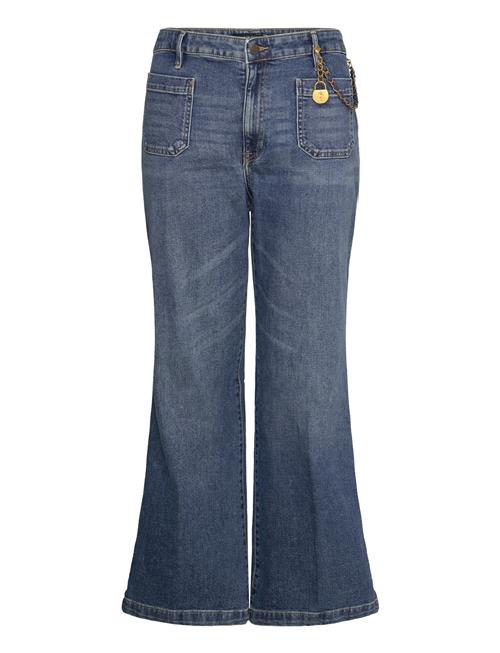 Chain-Trim High-Rise Flare Jean Lauren Women Blue